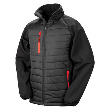 Result Genuine Recycled Black Compass Padded Softshell Jacket Black/Red