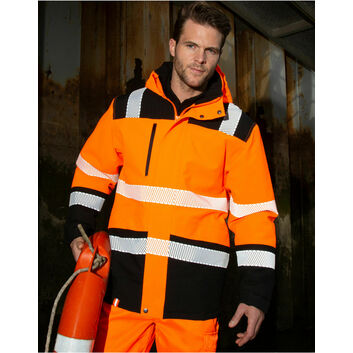 Result Safeguard Extreme Tech Printable Softshell Safety Coat Fluorescent Orange/Black
