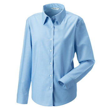 Russell Collection Ladies' Long Sleeve Easy Care Oxford Shirt Oxford Blue