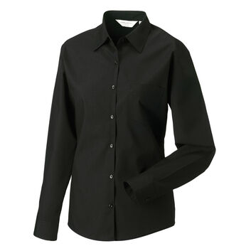 Russell Collection Ladies' Long Sleeve Polycotton Easy Care Poplin Shirt Black