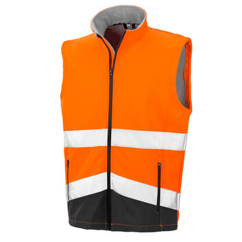 Result Safeguard Printable Safety Softshell Gilet Fluorescent Orange/Black