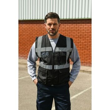 Korntex High Vis Executive Multifunction Safety Vest - Black