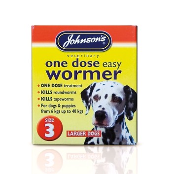 Johnson's Veterinary Easy Wormer One Dose For Dogs Size Thre