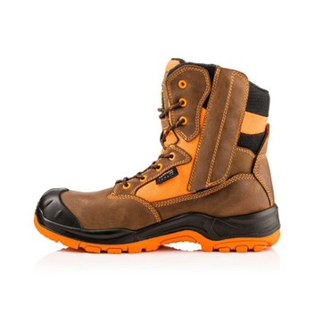 Buckler Boots Buckz Viz Safety Lace/Zip Boot - Brown/Orange