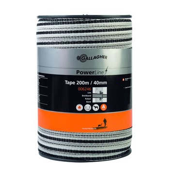 Gallagher PowerLine 40mm White Electric Fencing Tape - 200m