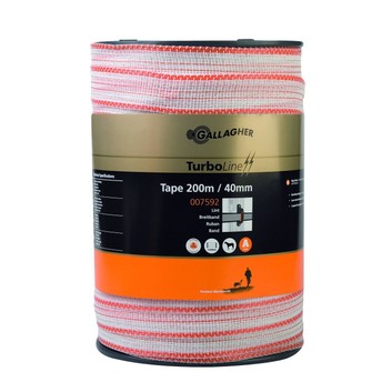 Gallagher TurboLine 40mm White Electric Fence Tape - 200m
