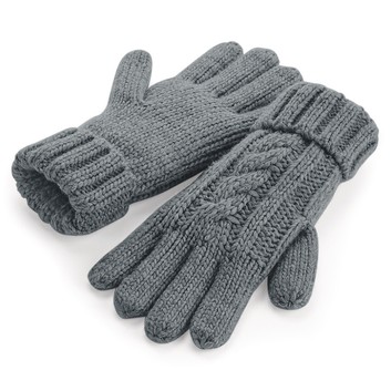 Beechfield  Cable Knit Melange Gloves Light Grey