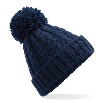 Beechfield  Cable Knit Melange Beanie Navy Blue