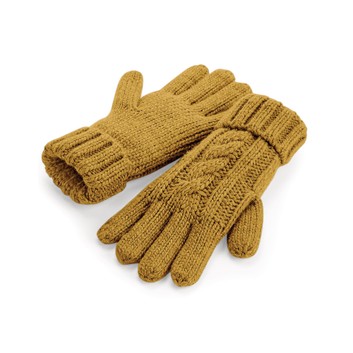 Beechfield  Cable Knit Melange Gloves Mustard