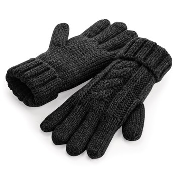 Beechfield  Cable Knit Melange Gloves Black