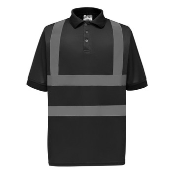 Yoko Hi-Vis Short Sleeve Polo Shirt Black