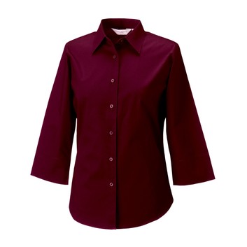 Russell Collection Ladies' 3/4 Sleeve Easy Care Fitted Shirt Port