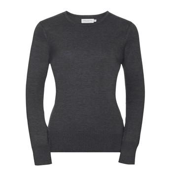 Russell Collection Ladies' Crew Neck Knitted Pullover Charcoal Marl
