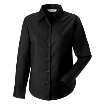 Russell Collection Ladies' Long Sleeve Easy Care Oxford Shirt Black
