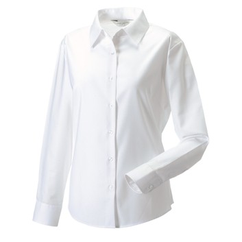 Russell Collection Ladies' Long Sleeve Easy Care Oxford Shirt White