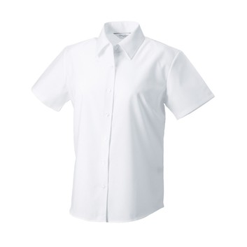 Russell Collection Ladies' Short Sleeve Easy Care Oxford Shirt White