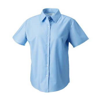 Russell Collection Ladies' Short Sleeve Easy Care Oxford Shirt Oxford Blue
