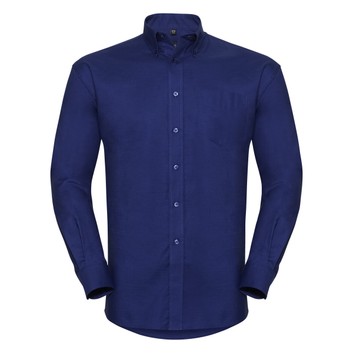 Russell Collection Men's Long Sleeve Easy Care Oxford Shirt Bright Royal