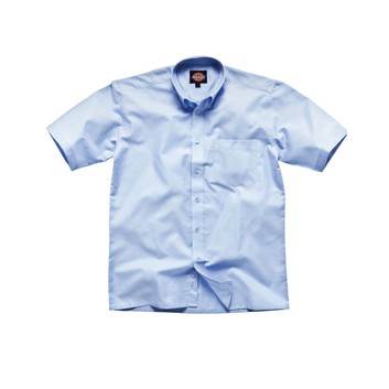 Dickies Men's Oxford Weave Short Sleeve Shirt Light Blue