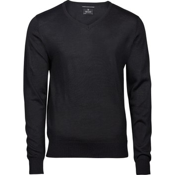 Tee Jays Men's V Neck Knitted Sweater Black