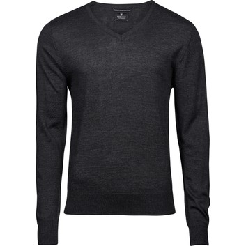 Tee Jays Men's V Neck Knitted Sweater Dark Grey