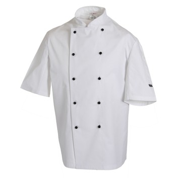 Dennys Removable Stud Short Sleeve Chef's Jacket White