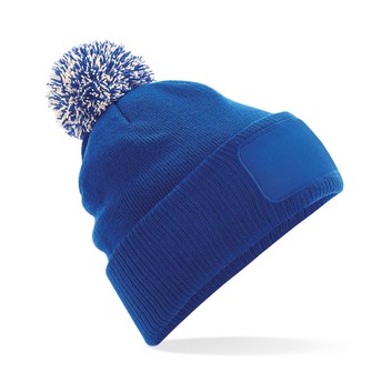 Beechfield  Snowstar® Patch Beanie Bright Royal/off White