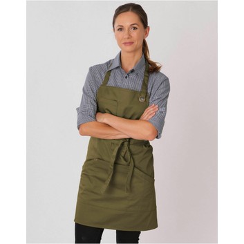 Dennys Le Chef Apron with Metal Eyelets Olive