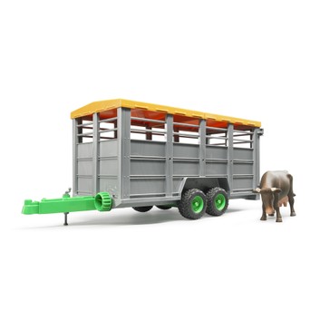 Bruder Livestock Trailer with 1 Cow 1:16