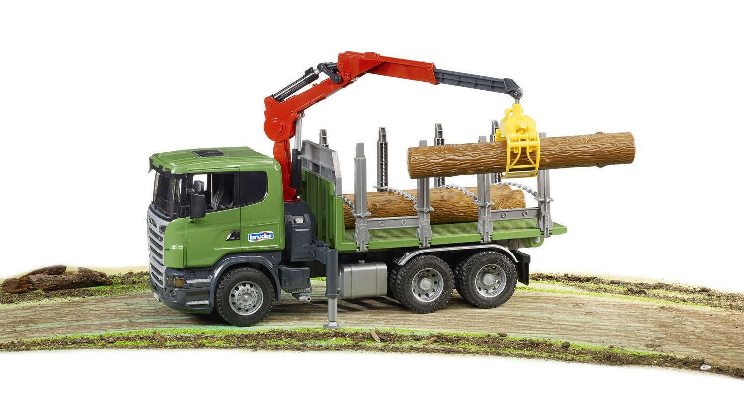 Bruder 03524 Scale 1:16 Scania R-Series Timber Tipper Truck Crane Grab Trunks