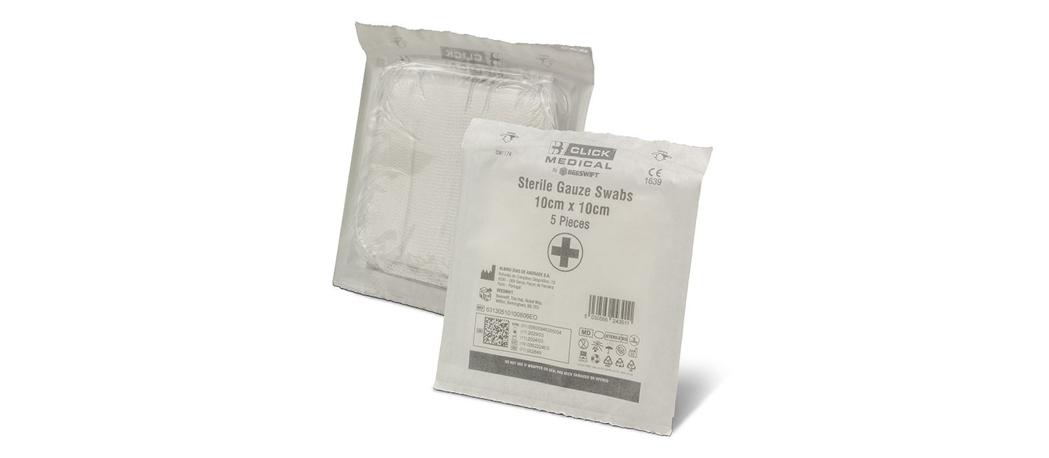 Buy Click Medical Sterile Gauze Swabs 10Cm X 10Cm White from £0.59