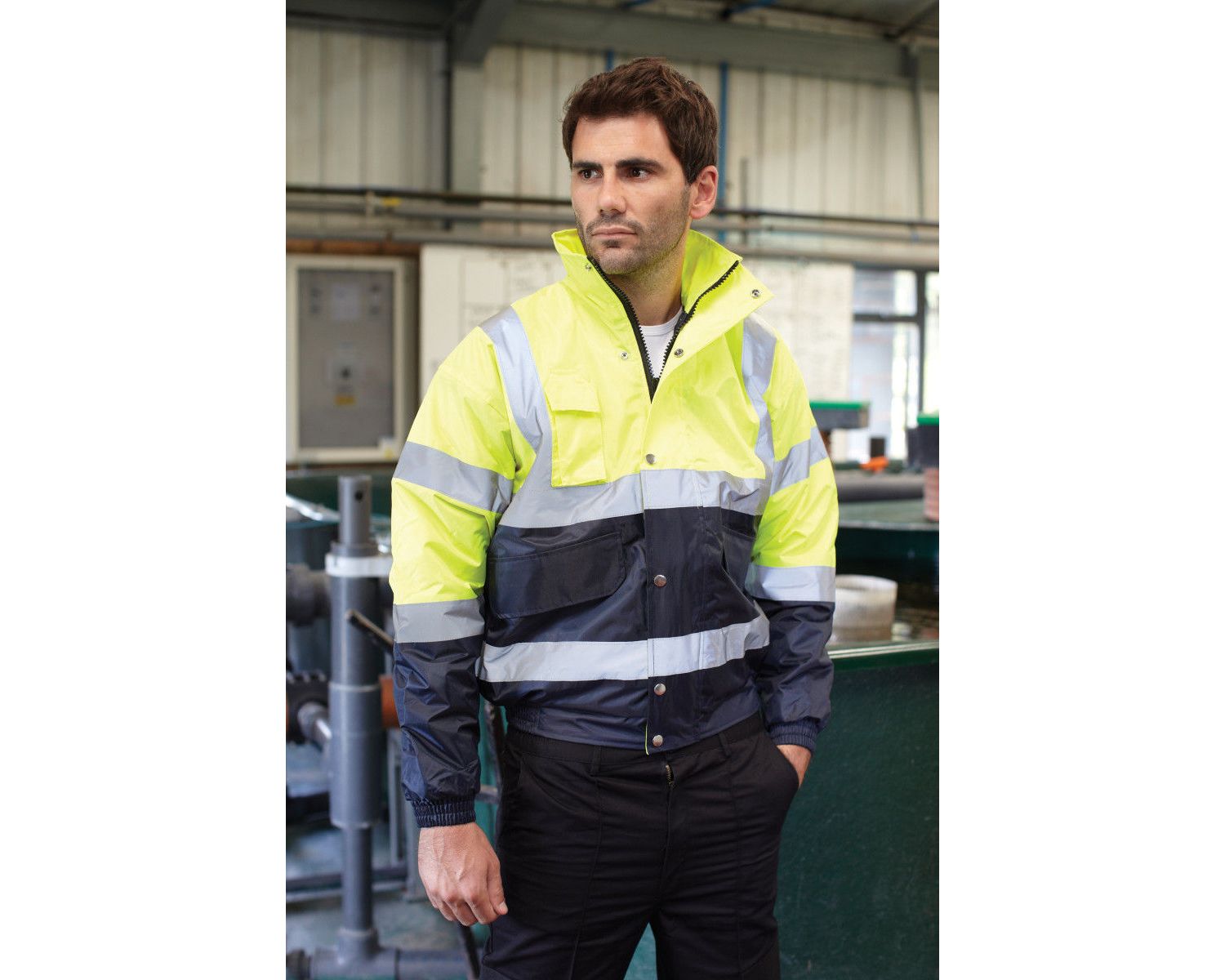 Buy Yoko Hi Vis Two Tone Bomber Jacket - Yellow/Navy from £37.73