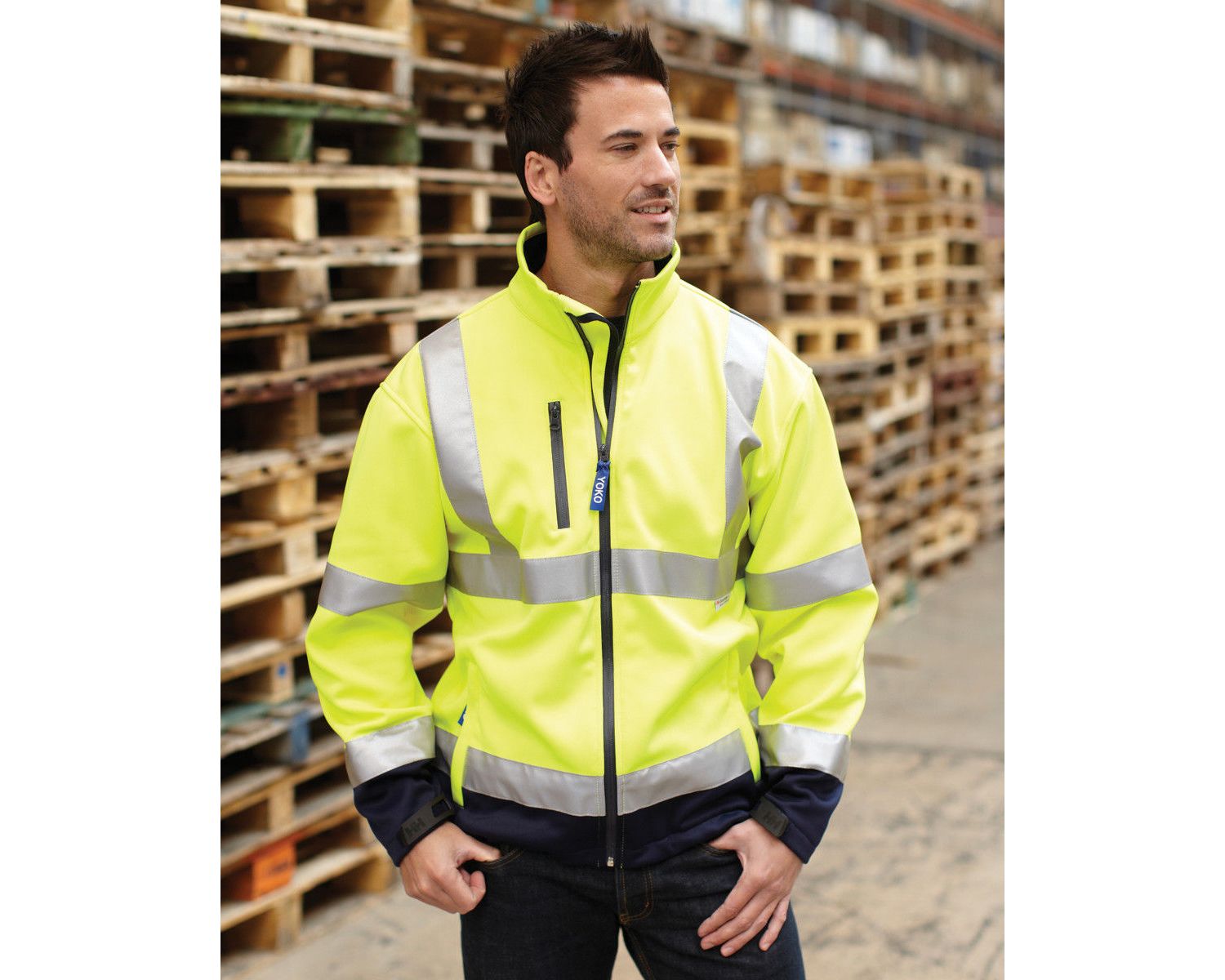 Yoko Signalisatie Jack Van Softshell YHVK09 - Hi Vis Orange / Navy - S - View #9