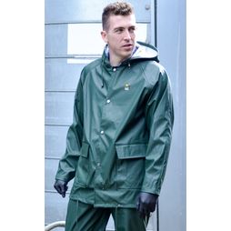 Farmtrak Waterproof PU Jacket Green with Hood