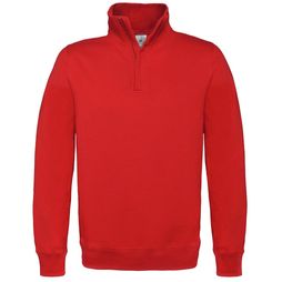 B&amp;C ID.004 Cotton Rich 1/4 Zip Sweat Red