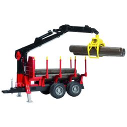 Bruder Forestry Trailer With 4 Trunks &amp; Loading Crane Grabber 1:16
