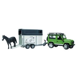 Bruder Land Rover Defender Horse Trailer &amp; Horse 1:16