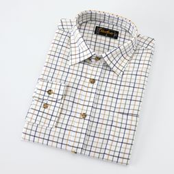 Shirtmaster Tattersall Poly Cotton Long Sleeved Shirt Gold
