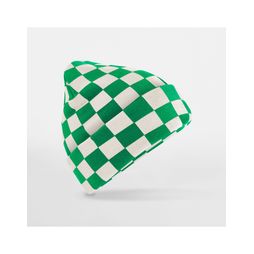 Beechfield Checkerboard Beanie Kelly Green/Off White