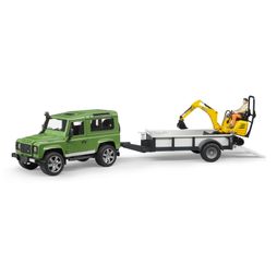 Bruder Land Rover Defender with Trailer, JCB and Construction Worker 1:16