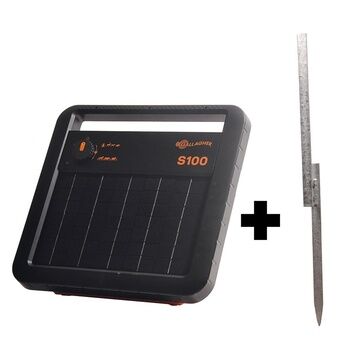 Gallagher S100 Solar Energiser with Battery (12V - 1,0 J) + Free Stand