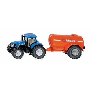 Siku New Holland Tractor with single axle vacuum tanker 1:50