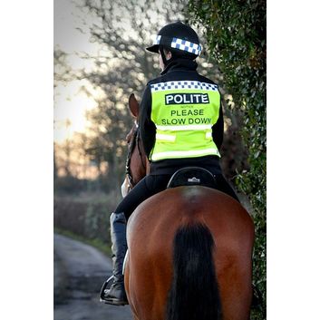 Equisafety Polite Waistcoat Please Slow Down alternative