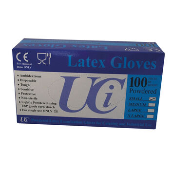 100 x UCI Disposable Latex Gloves