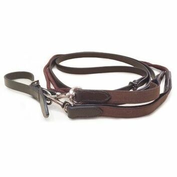 Mark Todd Draw Reins Leather/Rope With Elastic
