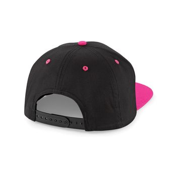Beechfield  5 Panel Contrast Snapback Black/Fuchia