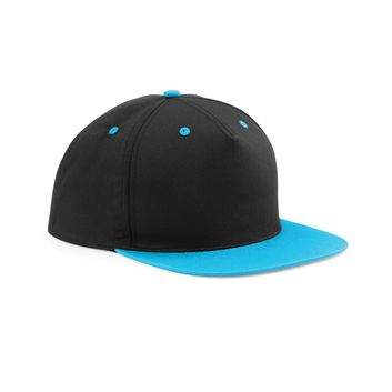 Beechfield  5 Panel Contrast Snapback Black/ Surf Blue