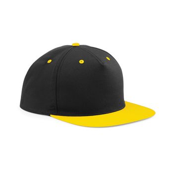 Beechfield  5 Panel Contrast Snapback Black/Yellow