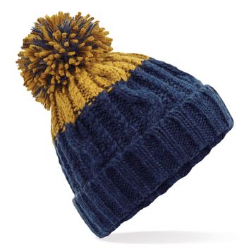 Beechfield  Apres Beanie Oxford Navy/ Mustard