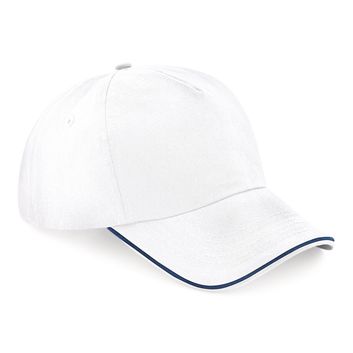 Beechfield  Authentic 5 Panel Cap - Piped Peak White/French Navy